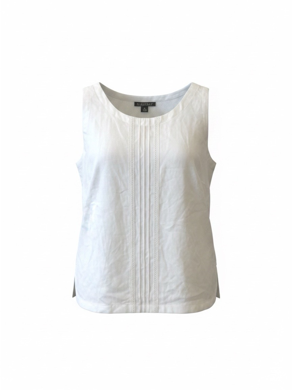 Dialogue White Pintuck Sleeveless Shell